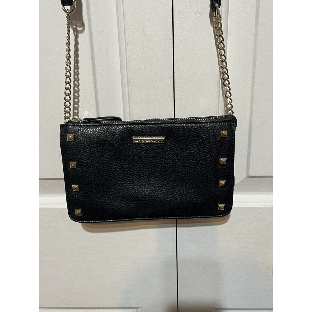 New York & Company Crossbody Slim Purse, Wallet Black w/studs Adjustable Strap